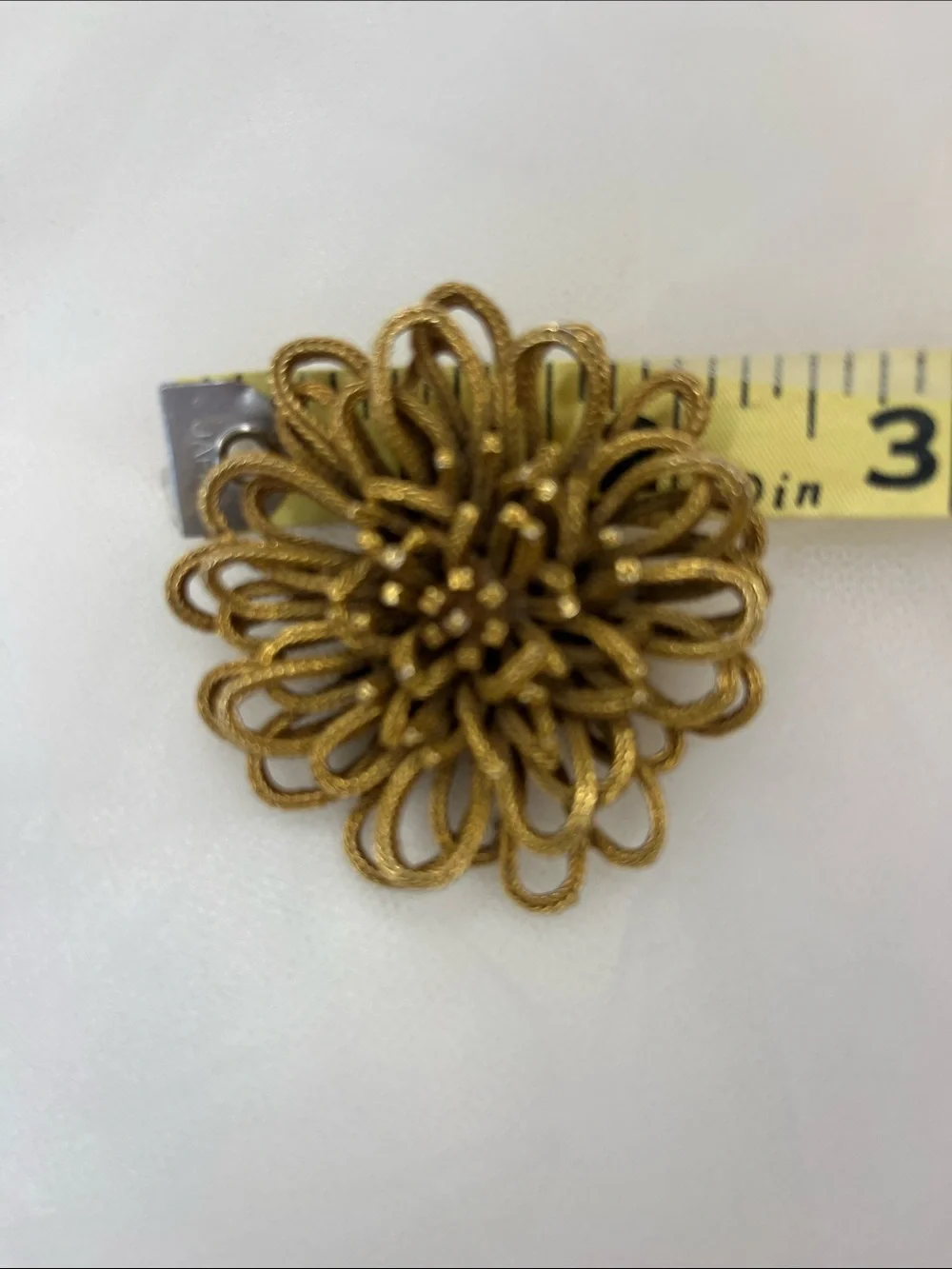 Mid century Floral Gold tone 3D Brooch Pin - Marked Capri